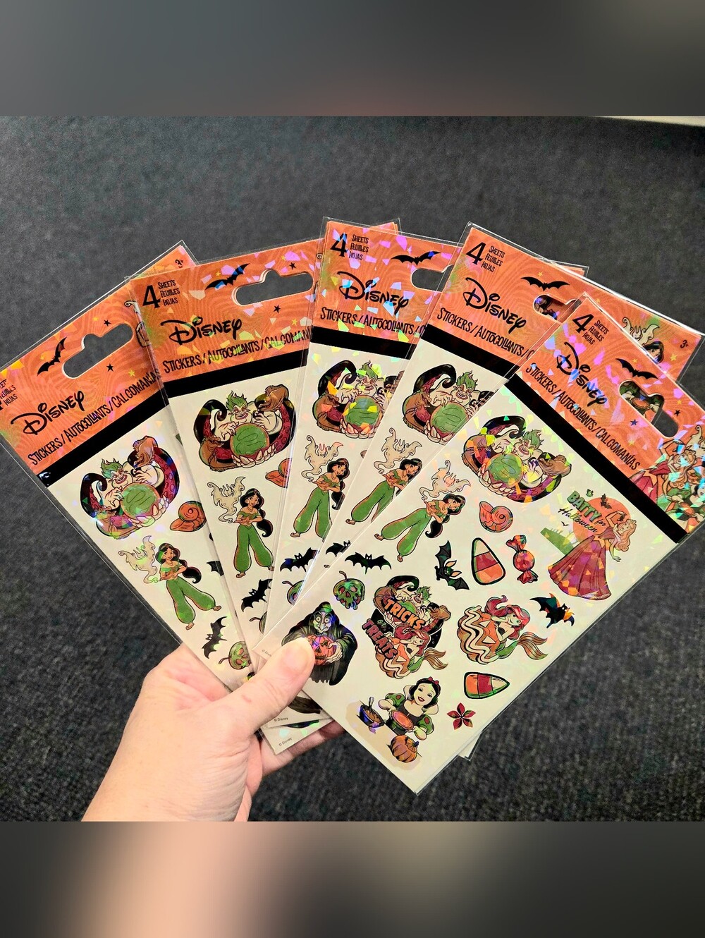 5 Packs Disney Stickers Princess Snow White Mermaid Halloween NEW